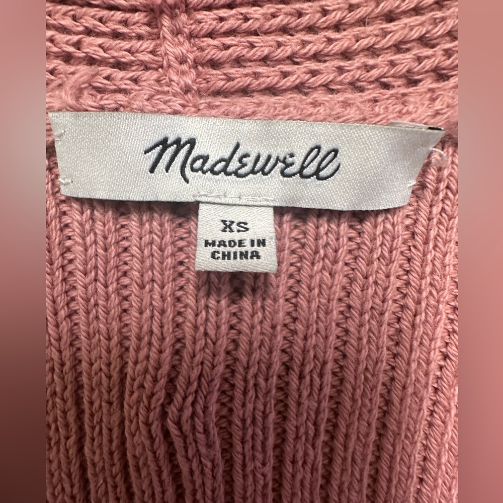 Madewell dusty rose long sleeve open ribbed cardigan with pockets - Picture 4 of 5